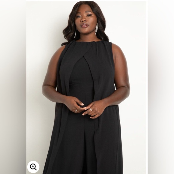Eloquii Cape Jumpsuit NWT black elegant afterfive wedding event season versatile - Picture 7 of 8
